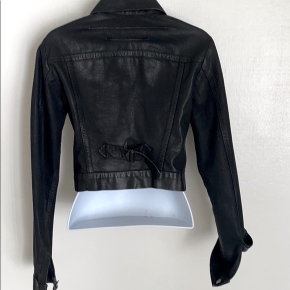 Andrew Mackenzie denim cropped black jacket Sz 38 - Picture 7 of 13